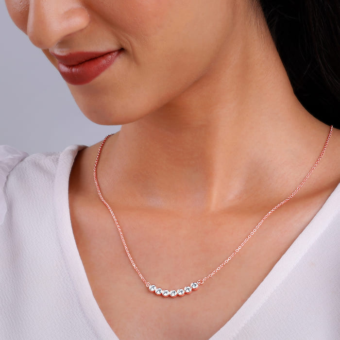 4mm) Round Cut Tennis Necklace in Rose Gold – LuxIcejewelry